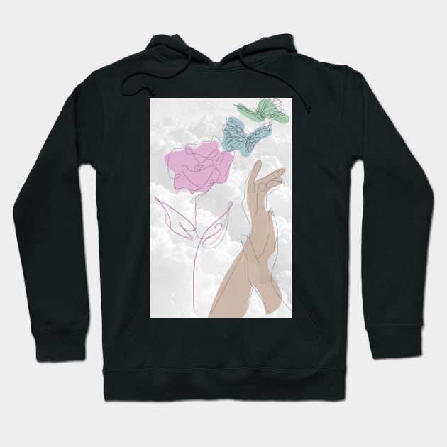 HANDS X BUTTERFLY FLOWER X MINIMAL Hoodie by designs-hj